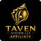 Gold logo of Taven System LLC Affiliate on a black background