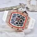 Color: 11 - 6 pin Diamond Automatic Date Watch Limited Edition Men's watch Top brand luxury full function quartz watchES Silicone strap LWA Taven