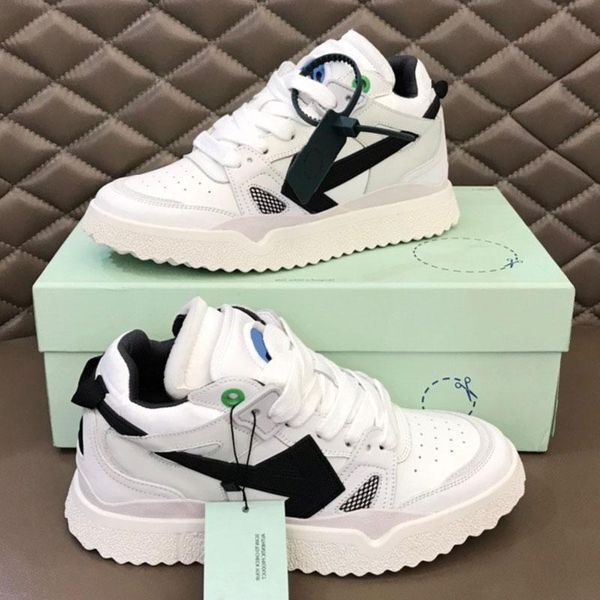 Color: 2 - Size: MEN US7=EUR40=250MM - 2023Casual shoes Men Mid-Top shoes OUT OF OFFICE Sneakers with Black Arrows on Both Sides Rubber Sole White Lace-Up Strap Designer Mens Womens Sneakers Fashion Trend TAVEN System LLC