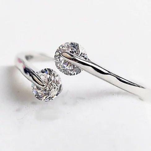 Style: Clear Stones - Silver 925 - Match Made in Heaven Rings in Silver/Gold/Rose Gold and Clear or Pink Diamond Crystals Taven
