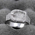 Size: 7 - Illusion - Belt Style Ring Crafted In Hand Set CZ Stones On Sterling Silver Taven