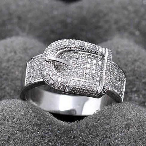 Size: 7 - Illusion - Belt Style Ring Crafted In Hand Set CZ Stones On Sterling Silver Taven