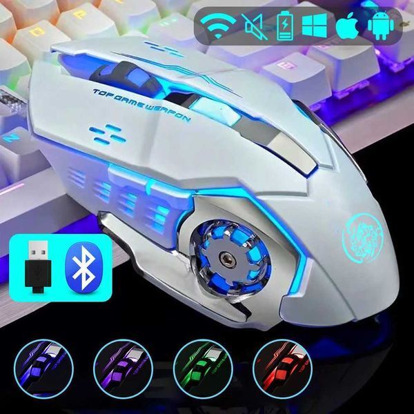 Wireless Mouse Gaming Computer Silent Rechargeable Mouse USB Mechanical E-Sports Backlight PC Gamer Mouse for Laptop XJ250819 Taven