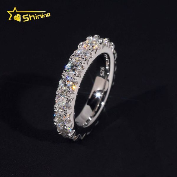 Pass Diamond Tester Silver 925 Vvs Moissanite Lab Diamond Hip Hop Iced Out Jewelry Band Ring Taven