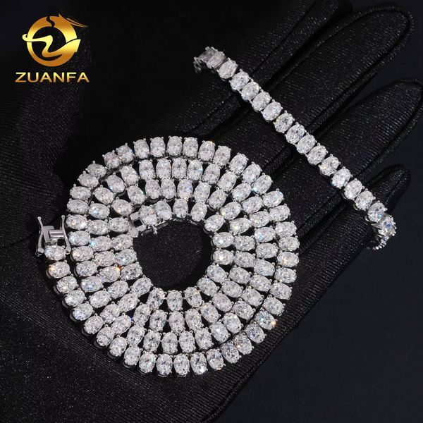 Pass Diamond Tetser 46mm Oval Cut 925 Silver Moissanite Tennis Chain Fashion Tennis Necklace for Men Women Taven