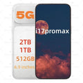 Color: Silver - 6.9 inch i16 i17 Pro Max smartphone 2TB memory camera Face recognition full-screen smartphone Android 15 phone USB-C gift Green Label sealed box TAVEN System LLC