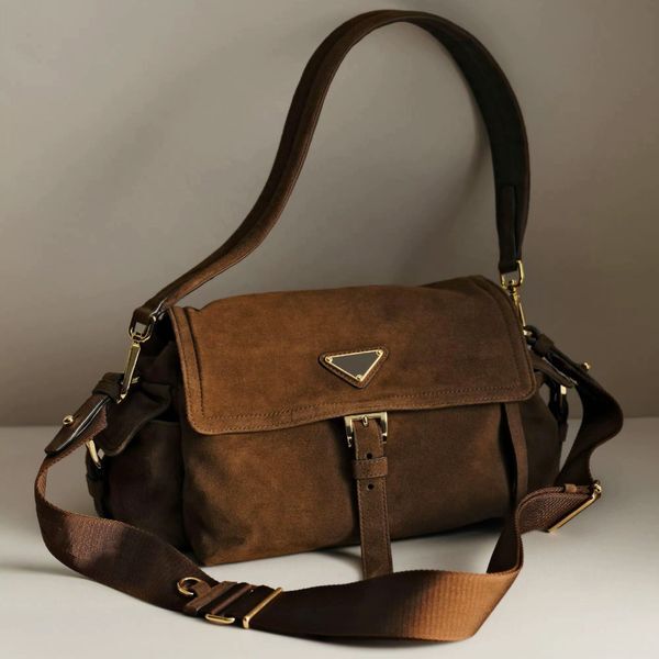 Color: Black - Designer Classic Message Luxury Suede Shoulder Bag Nylon New Woman Flap Fashion Letter Handbag TAVEN System LLC