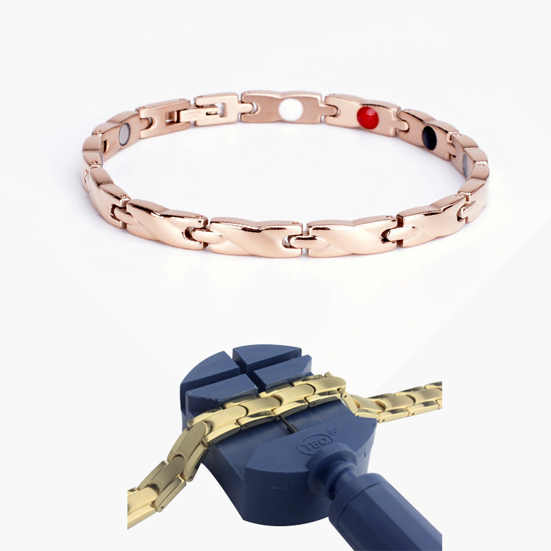 Color: Rose gold with tool - Stainless steel pure titanium magnet bracelet Taven