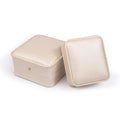 Color: White, Size: Ring box 5.9x5.9x5.1cm - Cross Pattern Pearl Clasp Ring Bracelet Jewelry Box Taven