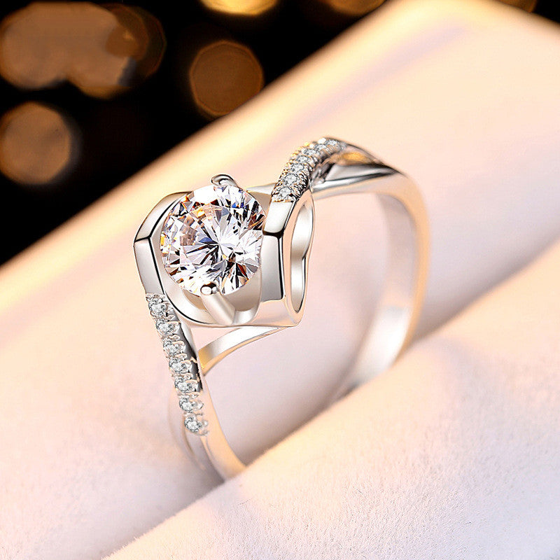 Color: Photo Color, style: 1carat Moissanite, Size: Size17 - Fashion Angel's Kiss Group 50-point Moissanite Diamond Ring TAVEN System LLC
