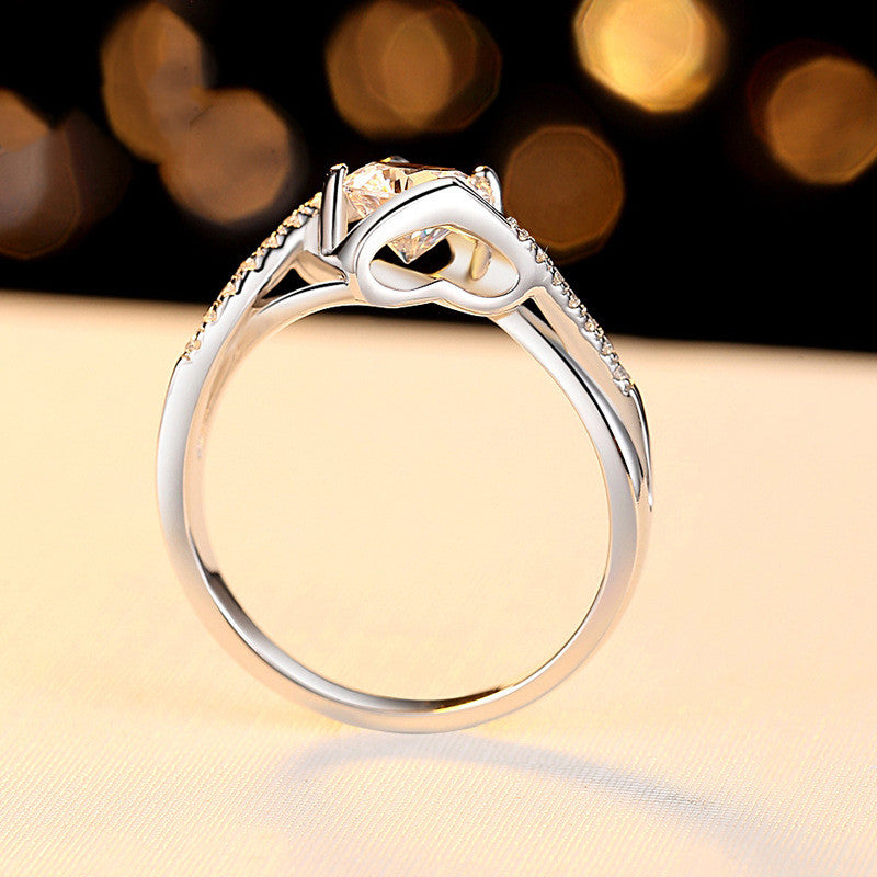 Color: Photo Color, style: 1carat Moissanite, Size: Size17 - Fashion Angel's Kiss Group 50-point Moissanite Diamond Ring TAVEN System LLC