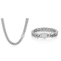 Chain Length: 18 inches, Bracelet Length: 7 inches-10mm, Width:  - European Hip Hop Titanium Steel Necklace Ornament Stainless Steel Cuban Link Chain Taven