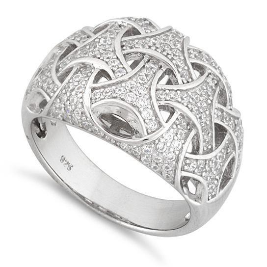 Ring Size: 9 - Commitment Ring Woven Style CZs On Platinum Plating TAVEN System LLC