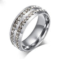 Ring Color: Black,Ring Size: 8 - I Trust You Ring Double Row Channel Set CZ Stones In Titanium Steel Taven