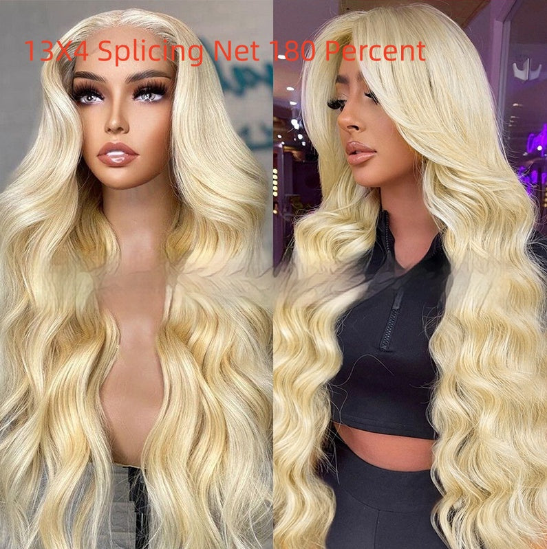 color: 13X4 Splicing Net 180 Percent, wig length: 18 inch - Full Human Hair Wig Headgear Taven