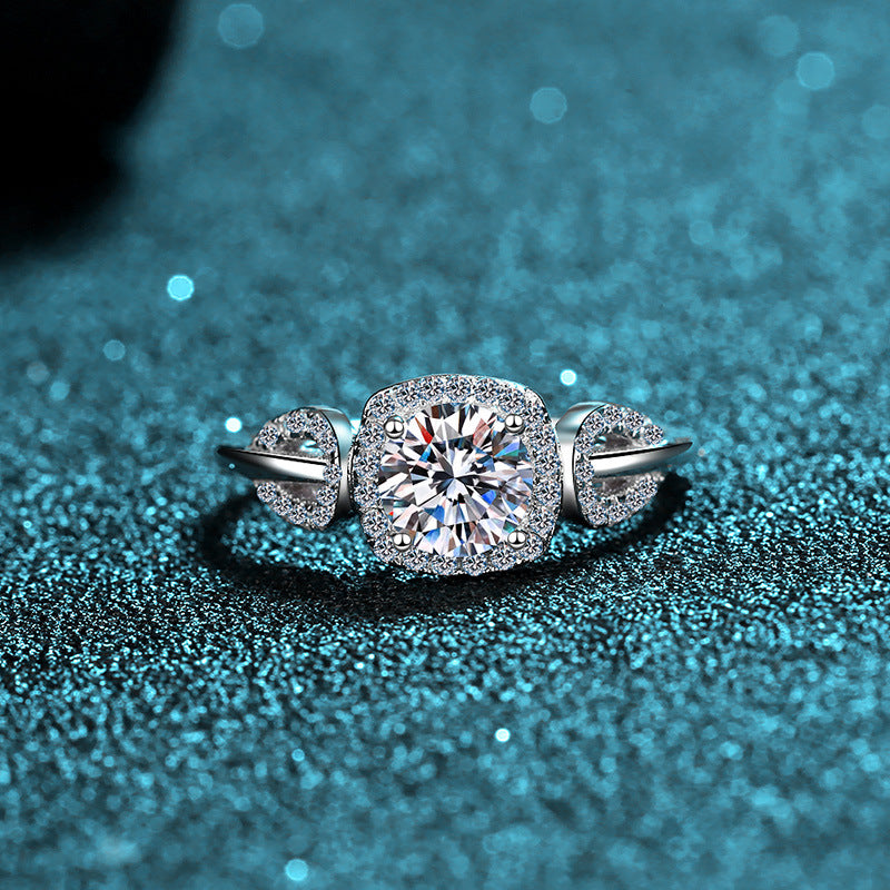 Style: 6.5mm Zircon, Size: No 19 - S925 Sterling Silver Moissanite Ring Women Taven