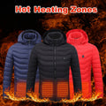 Men Heated Puffer Jacket Electric Heating Coat Insulated Hood Windbreaker 9Heat Zones TAVEN