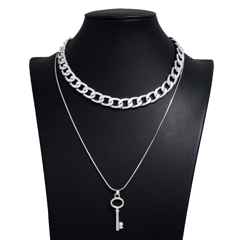 Simple Retro Style Key Double-layer Necklace Taven