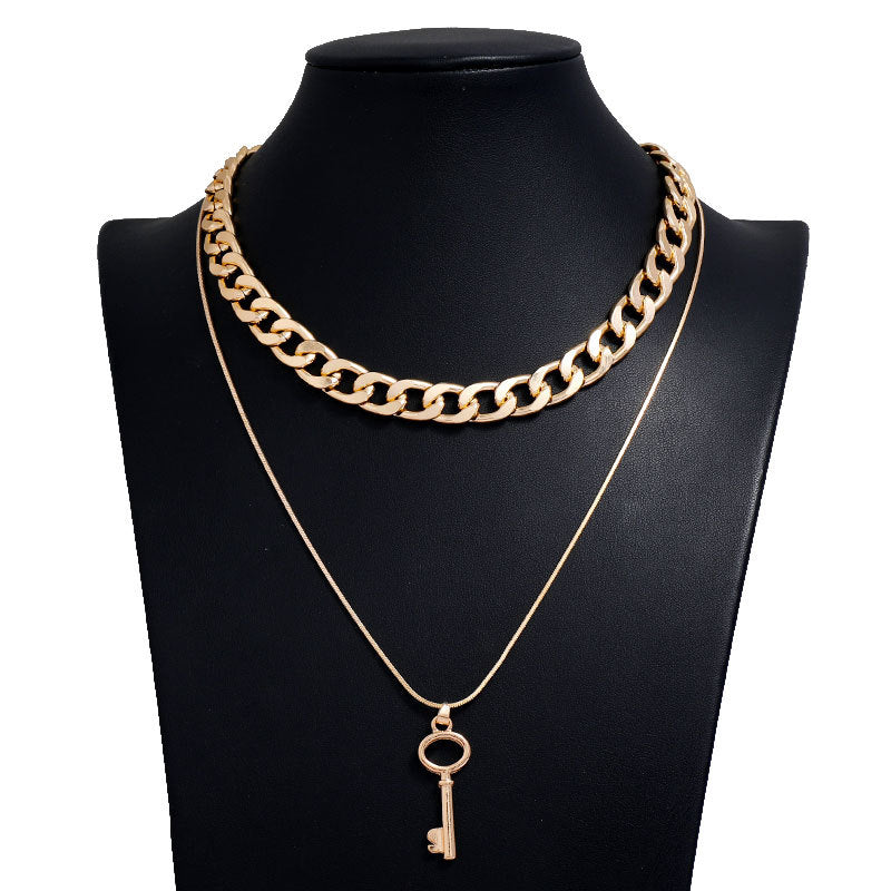 Simple Retro Style Key Double-layer Necklace Taven