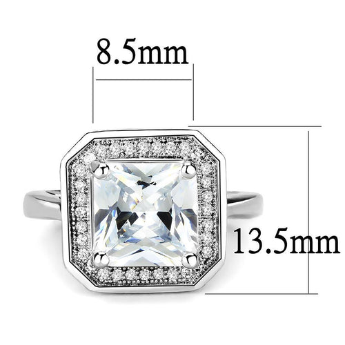 3W1451 - Rhodium Brass Ring with AAA Grade CZ  in Clear TAVEN System LLC