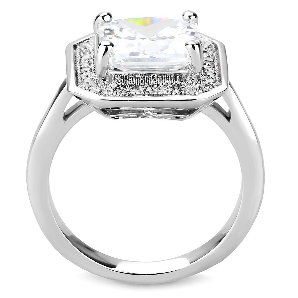 3W1451 - Rhodium Brass Ring with AAA Grade CZ  in Clear TAVEN System LLC