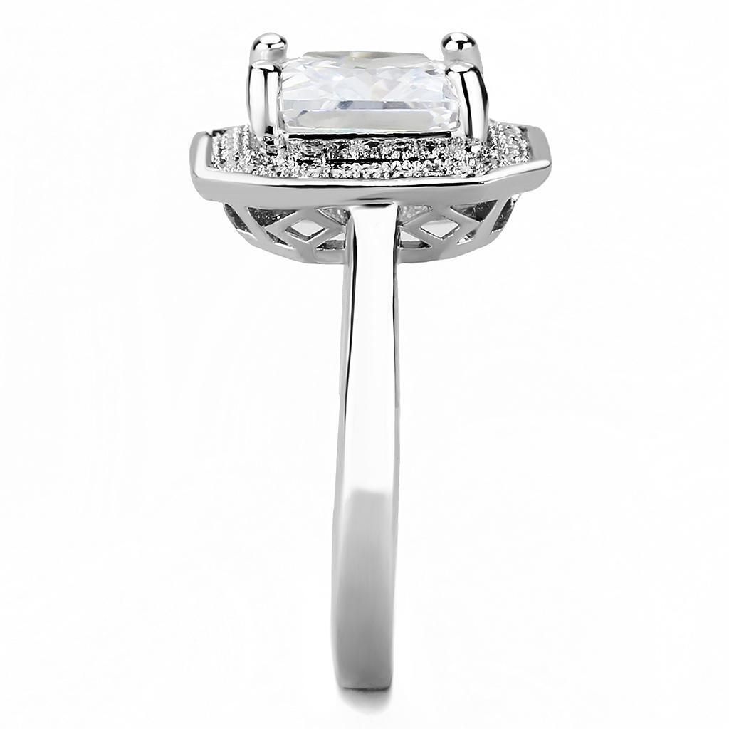 3W1451 - Rhodium Brass Ring with AAA Grade CZ  in Clear TAVEN System LLC