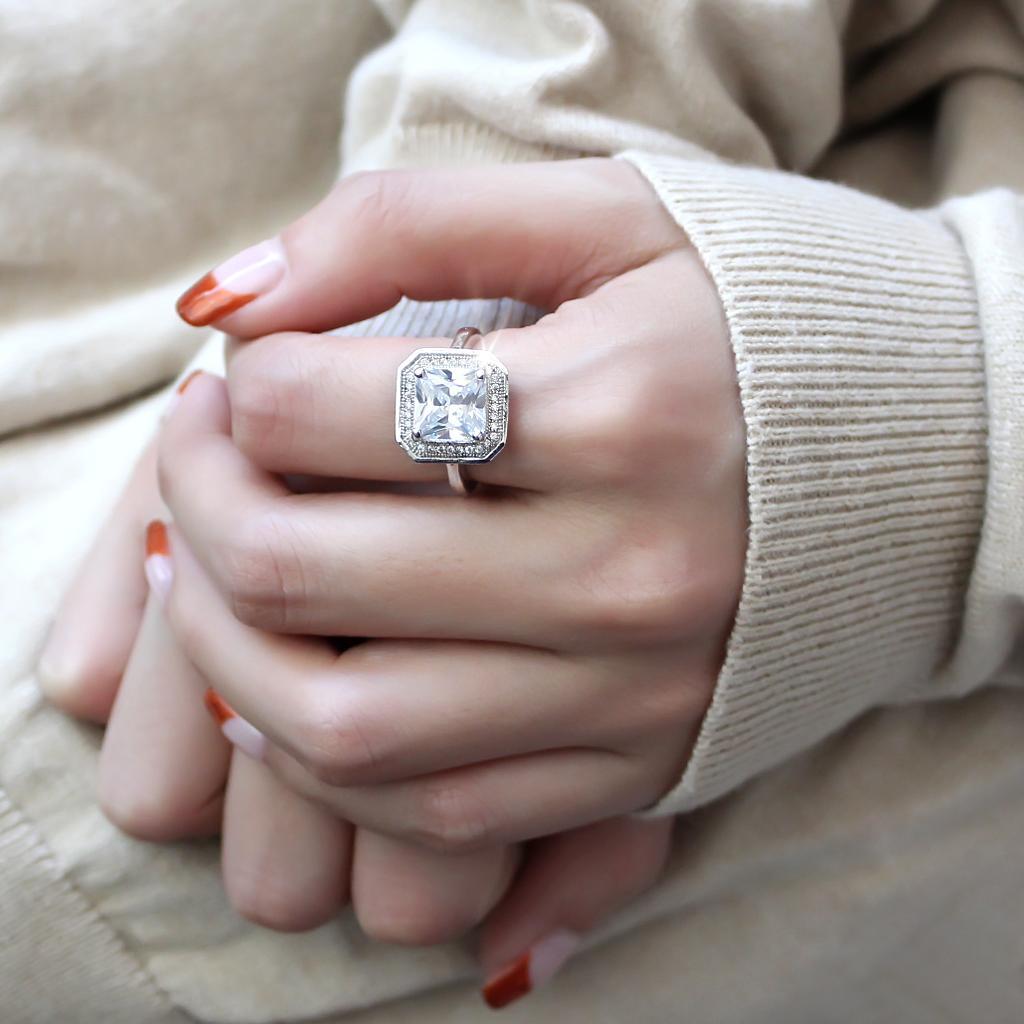 3W1451 - Rhodium Brass Ring with AAA Grade CZ  in Clear TAVEN System LLC