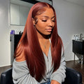 Color: 33color, Color Classification: 30inch - Red Brown 33color Huamn Hair Wig 134HD Transparent Lace Taven