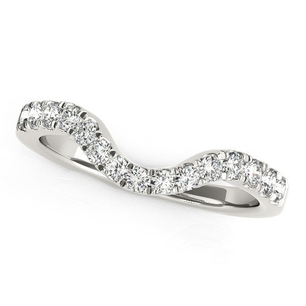 14k White Gold Curved Style Wedding Ring with Diamonds (1/3 cttw) Taven