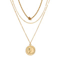 Coin Medallion Portrait Pendant Multi-layered Necklace TAVEN System LLC