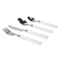 Gibson Sensations II 16 Piece Stainless Steel Flatware Set with White Handles and Chrome Caddy GIBSON