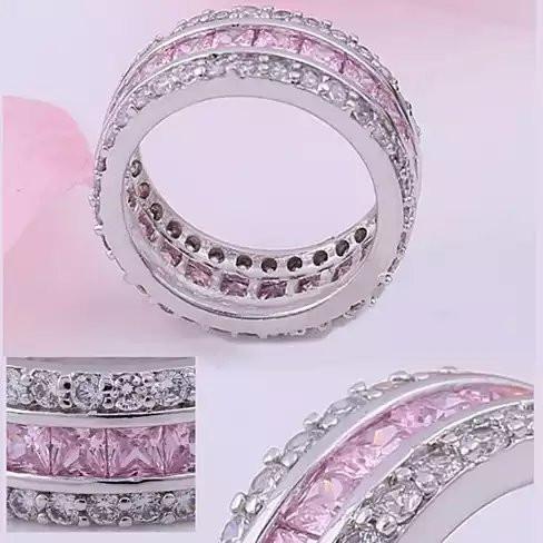Color: Pink Stone,Size: 10 - LUMINA Pure & Pink Banquet Rings TAVEN System LLC