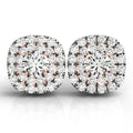 14k White and Rose Gold Cushion Shape Halo Diamond Earrings (3/4 cttw) Taven