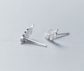Color: Silver - Female Fashion Temperament Diamond Feather Stud Earrings Personality Sweet Leaves Taven