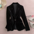 Color: Black, Size: 4XL-Top, style:  - Black Pleuche Temperament Slim Fashion Velvet Suit TAVEN System LLC