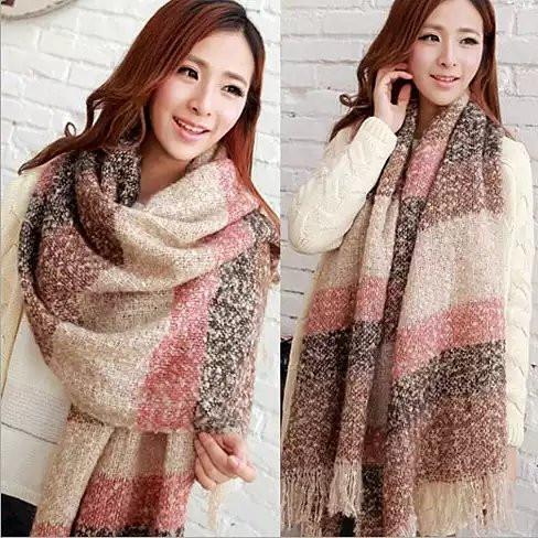 Color: Pink - Rust - Black - Wrap Me Softly Cotton Shawl With Fringe TAVEN System LLC