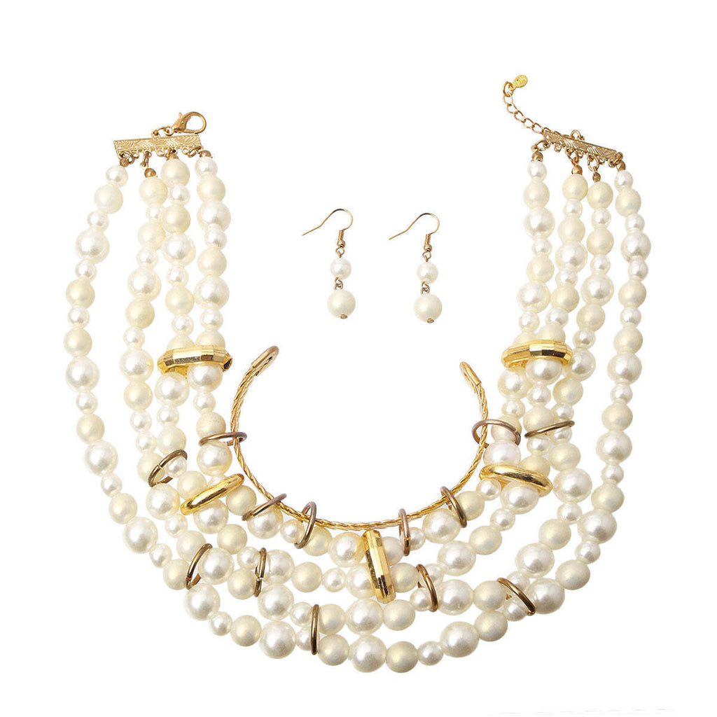 Layered Pearl Choker Set Pinktown