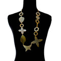 Multi Shape Buffalo Horn and Gold Chain Necklace Taven