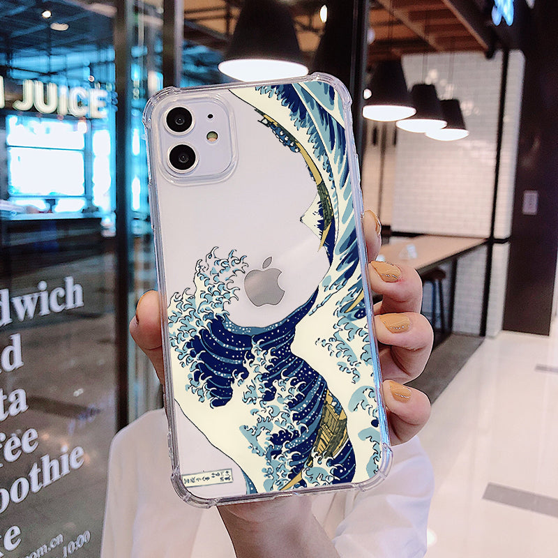 Color: B, Model: Iphone6p - Fashion Abstract Art Line Wave Clear Coque Bag TAVEN System LLC