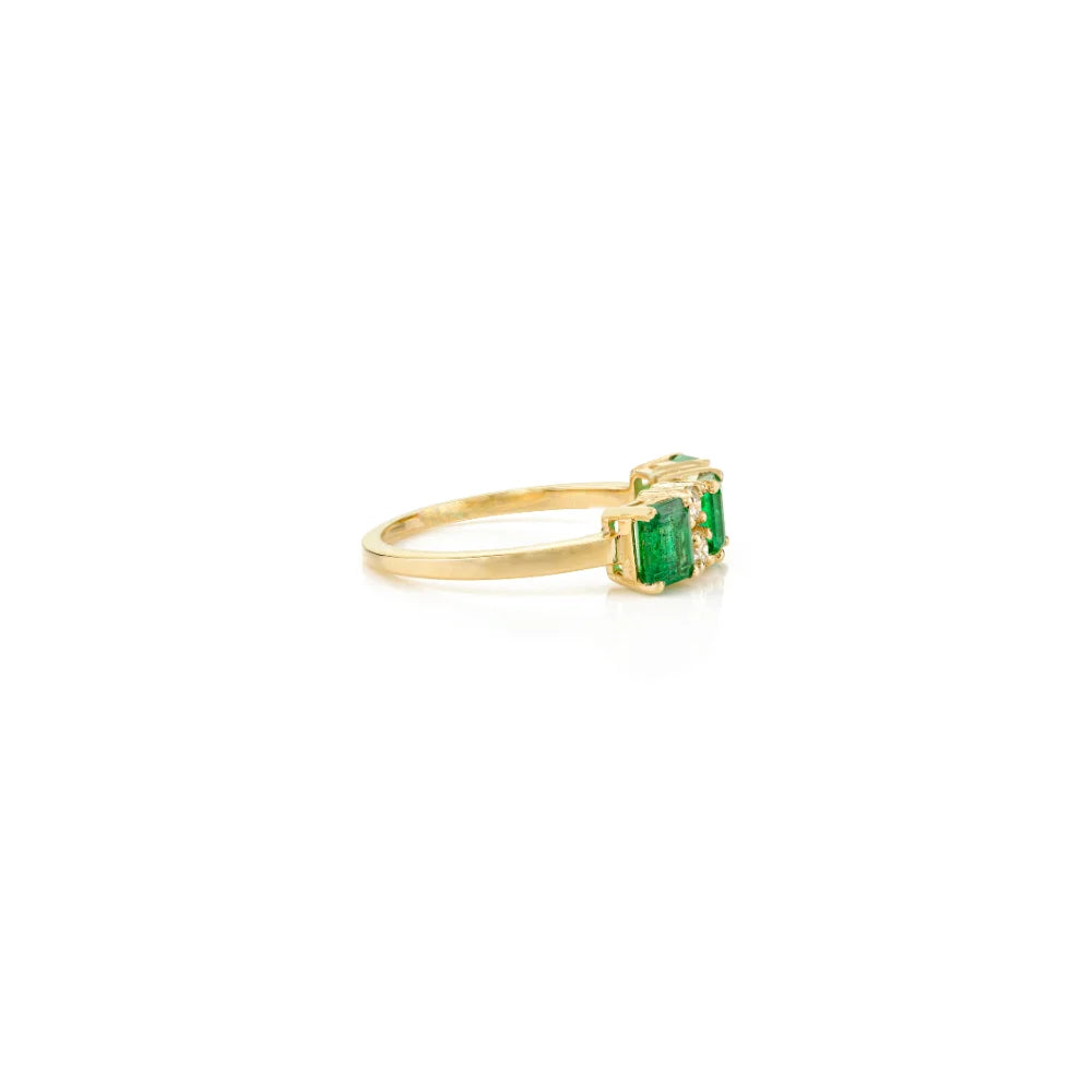 Best Trending Products Fine 14K Yellow Gold Emerald & Diamond Engagement Ring Latest Collection Women's Gemstone Jewelry TAVEN System LLC
