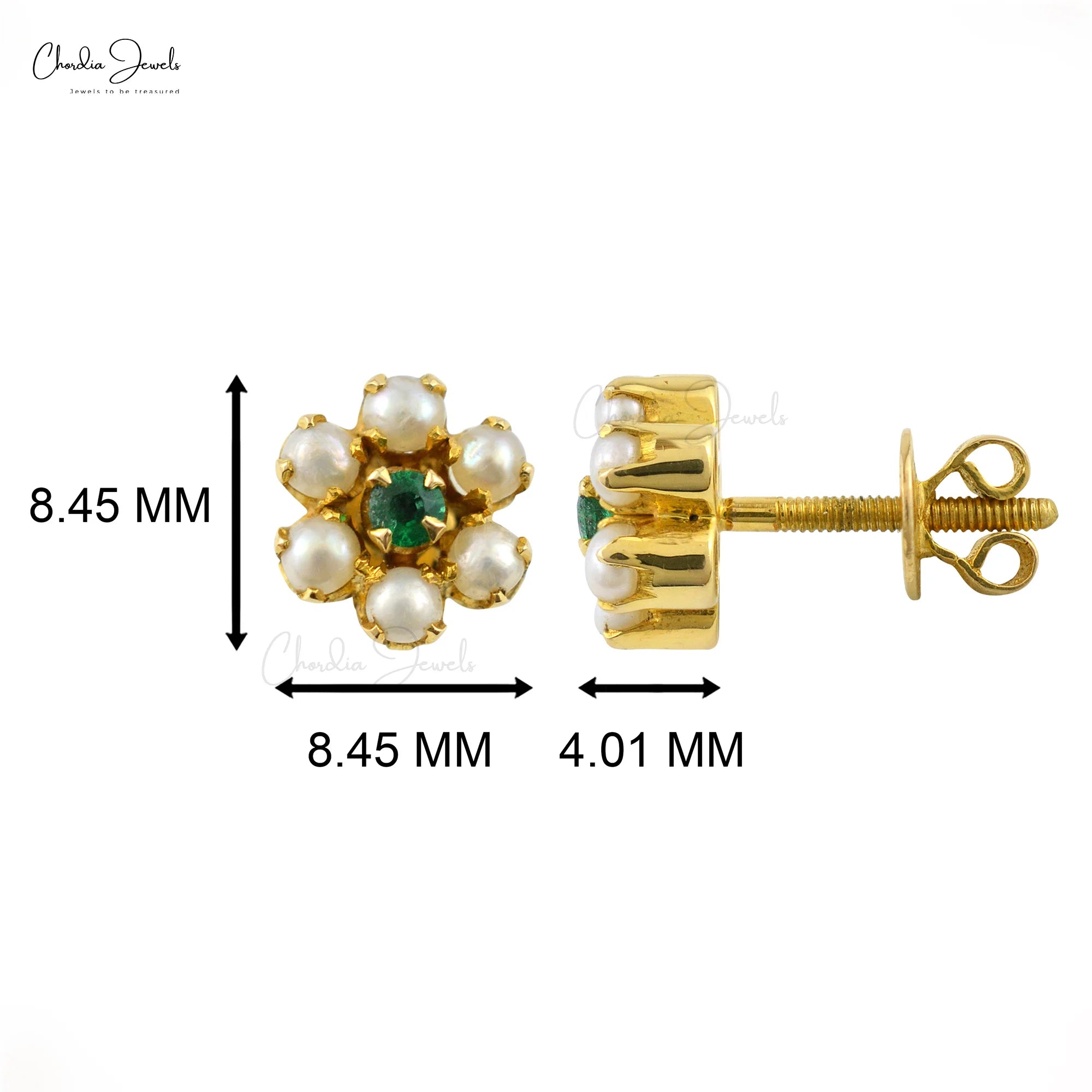 Trending Products To Sell Natural Zambian Emerald And Pearl Flower Stud Earring With 18k Fine Yellow Gold Cluster Earrings TAVEN System LLC