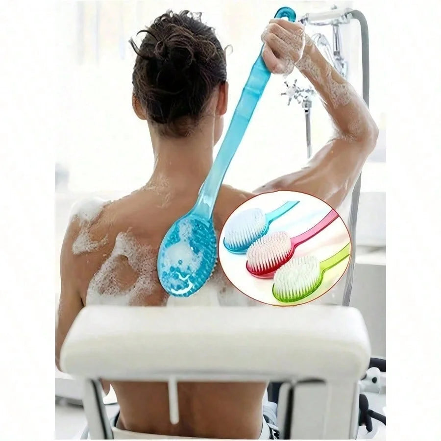 1 exfoliating bath brush with extended handle, specially designed for scrubbing the back, bath back scrubber, soft bristles, non-slip handle TAVEN System LLC