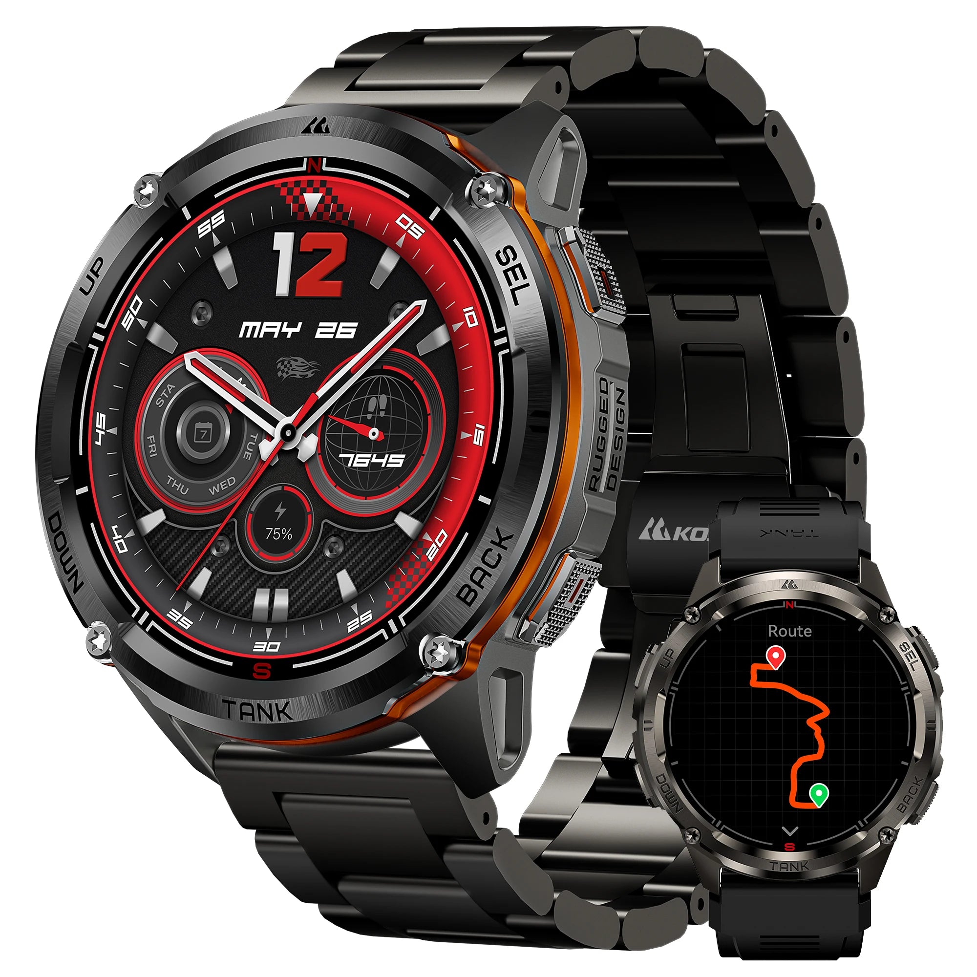 KOSPET TANK T3 Ultra 2 GPS Smart Watches Men Compass Altimeter Barometric 5ATM IP69K Waterproof AMOLED Bluetooth Call Mens Watch TAVEN System LLC