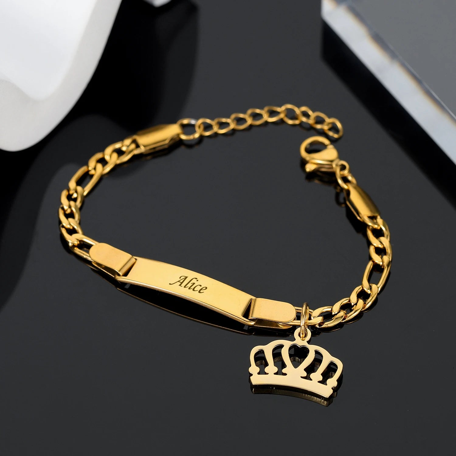 Custom Bracelet With Gold Plated Baby Personalized ID Engrave Name Bracelets For Women Medical Id Birthday Gift Jewelry Adjustab TAVEN System LLC