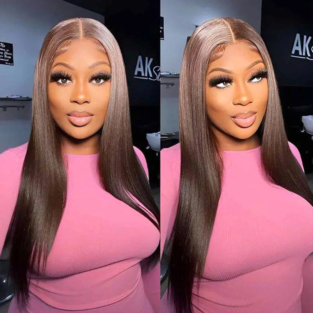 Enivuoso chocolate brown straight lace front wig