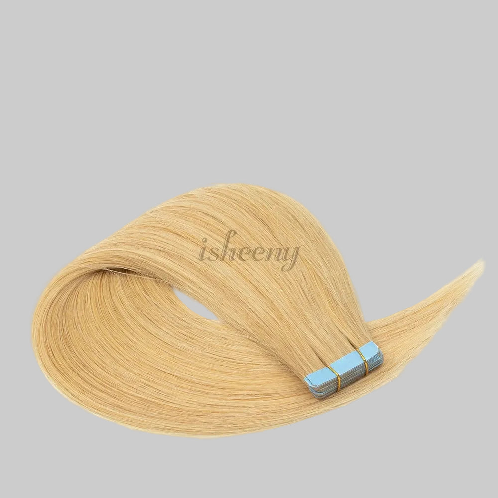 Blonde Invisible Tape In Human Hair Extensions Straight TAVEN System LLC