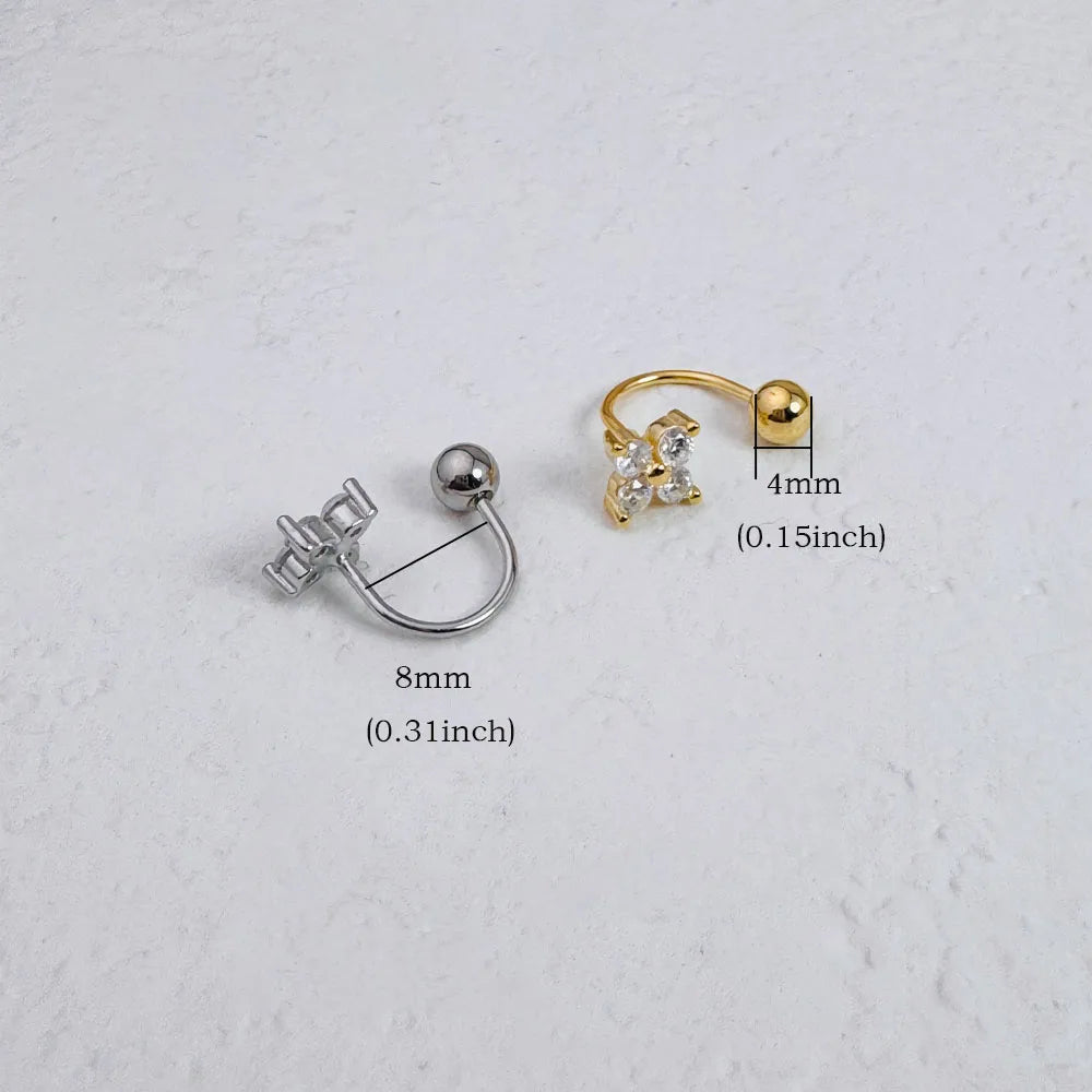 1Pc Zircon Flower-Shaped Nose Ring,14K Gold Plated Stainless Steel Piercing Jewelry for Women Daily Wear Body Piercing Accessory TAVEN System LLC