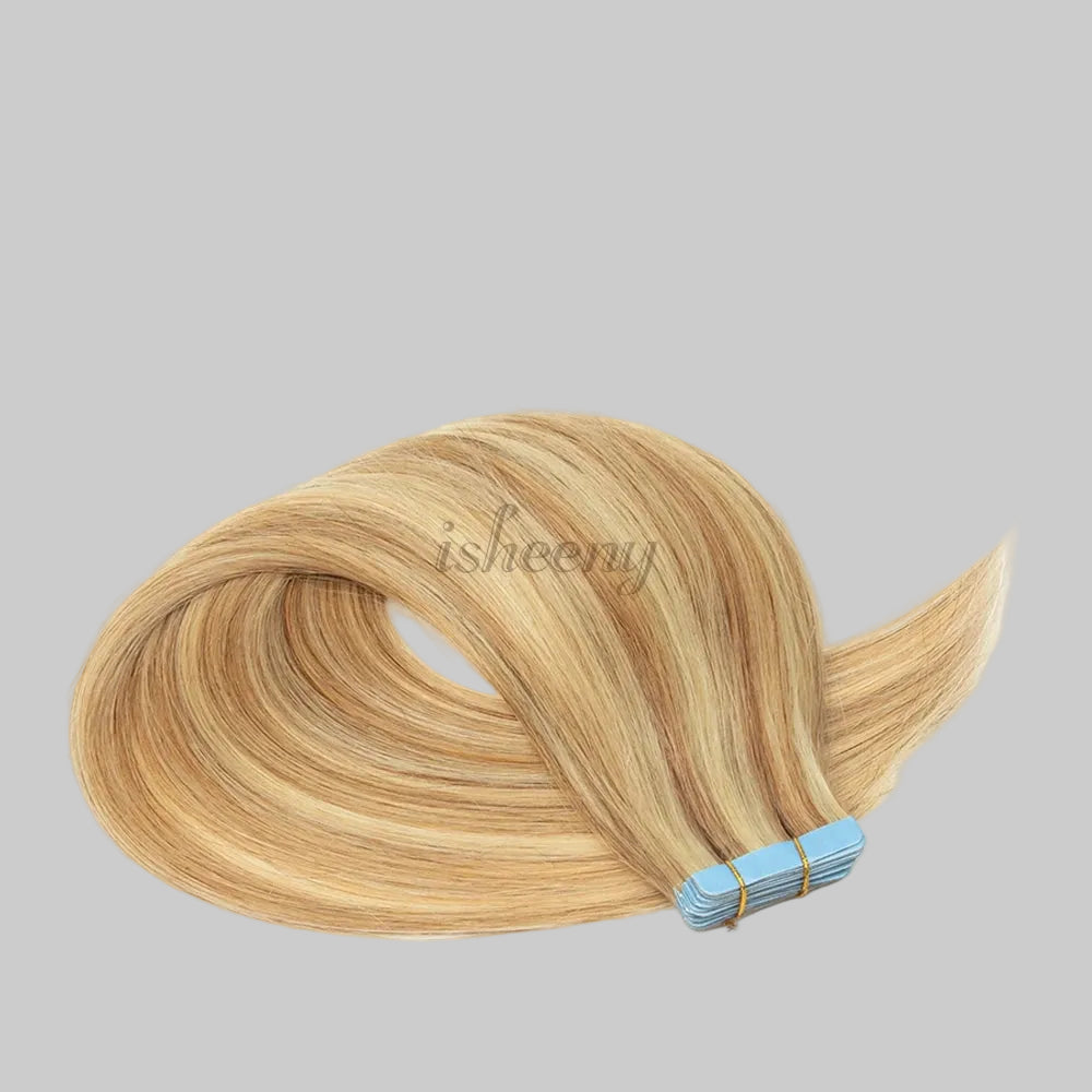 Blonde Invisible Tape In Human Hair Extensions Straight TAVEN System LLC