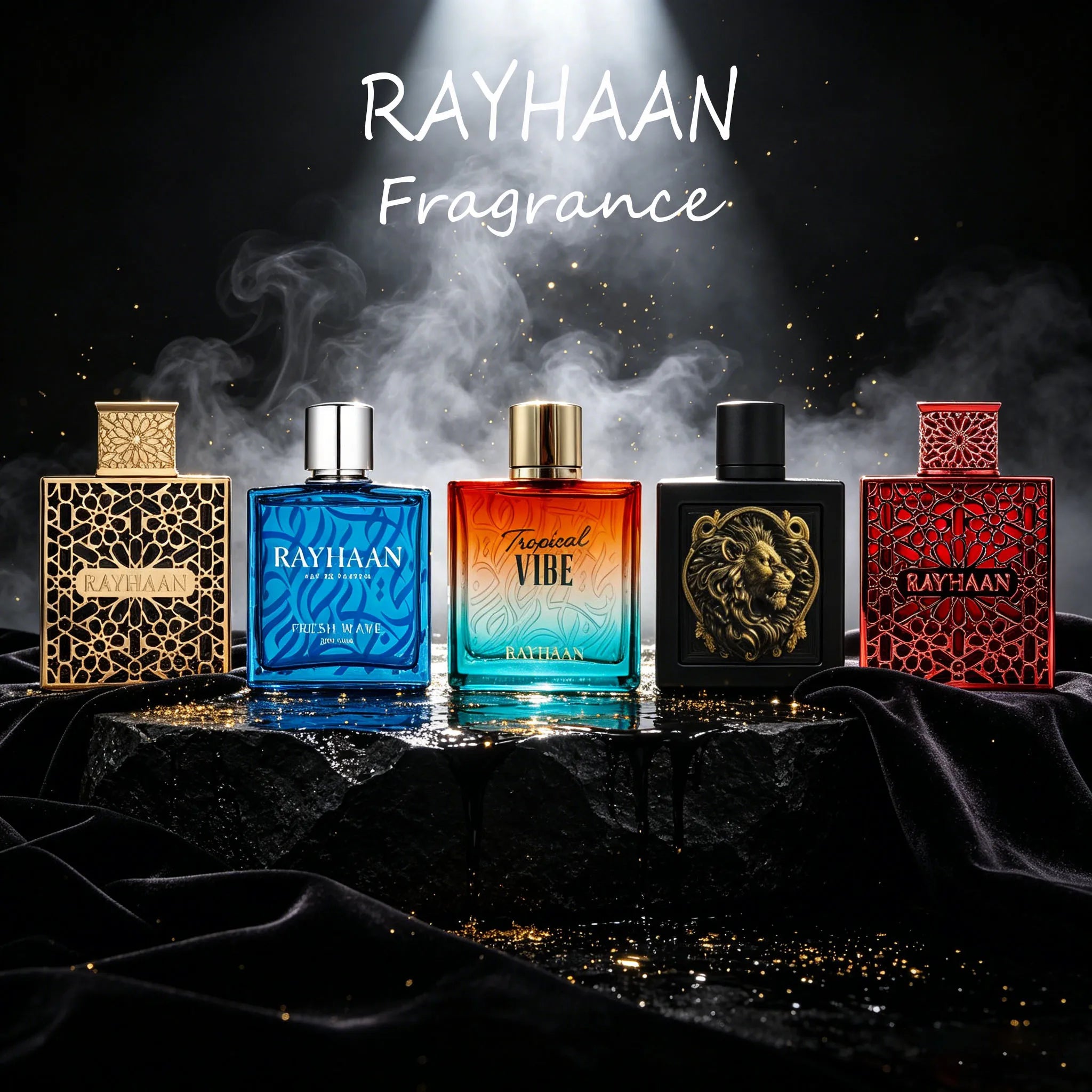 Rayhaan Eau de Parfum Spray Collection – Long-Lasting Fragrance for Men & Unisex, Crimson, Lion, Tropical Vibe, Pacific Aura & Elixir – Premium Scent, 3.4 oz / 100 ml Options TAVEN System LLC