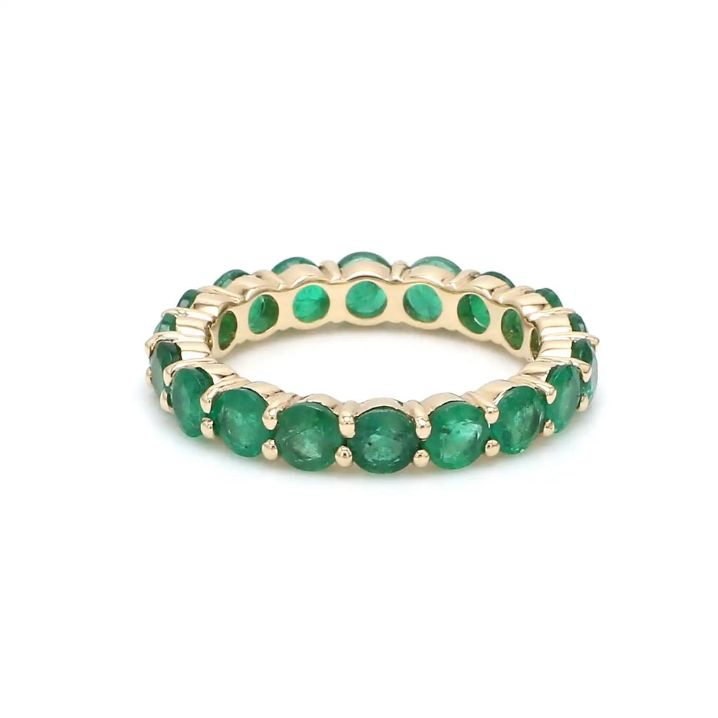 Trending Products 14k Solid Gold Full Eternity Band Ring 2.5mm Round Cut Genuine Emerald Stackable Band Ring at Wholesale Price TAVEN System LLC